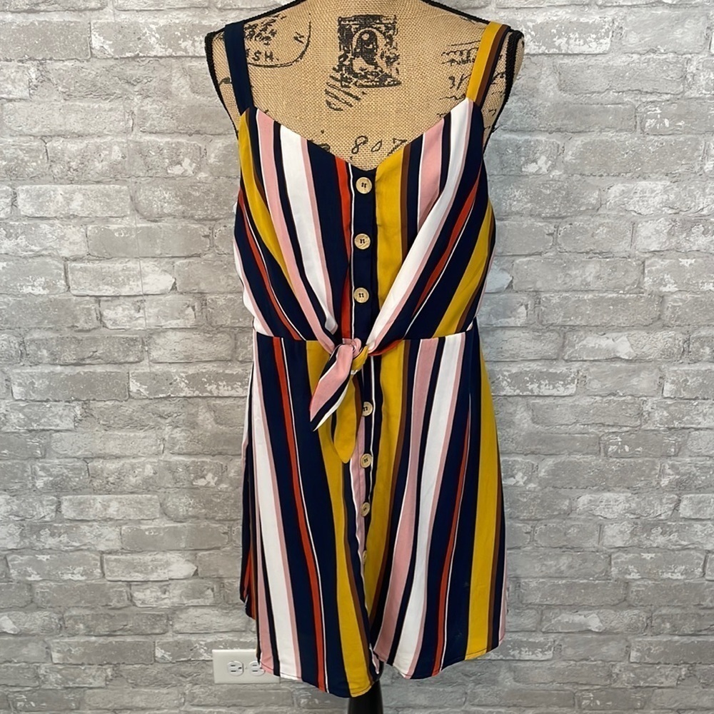 Lush Striped Button Down Dress